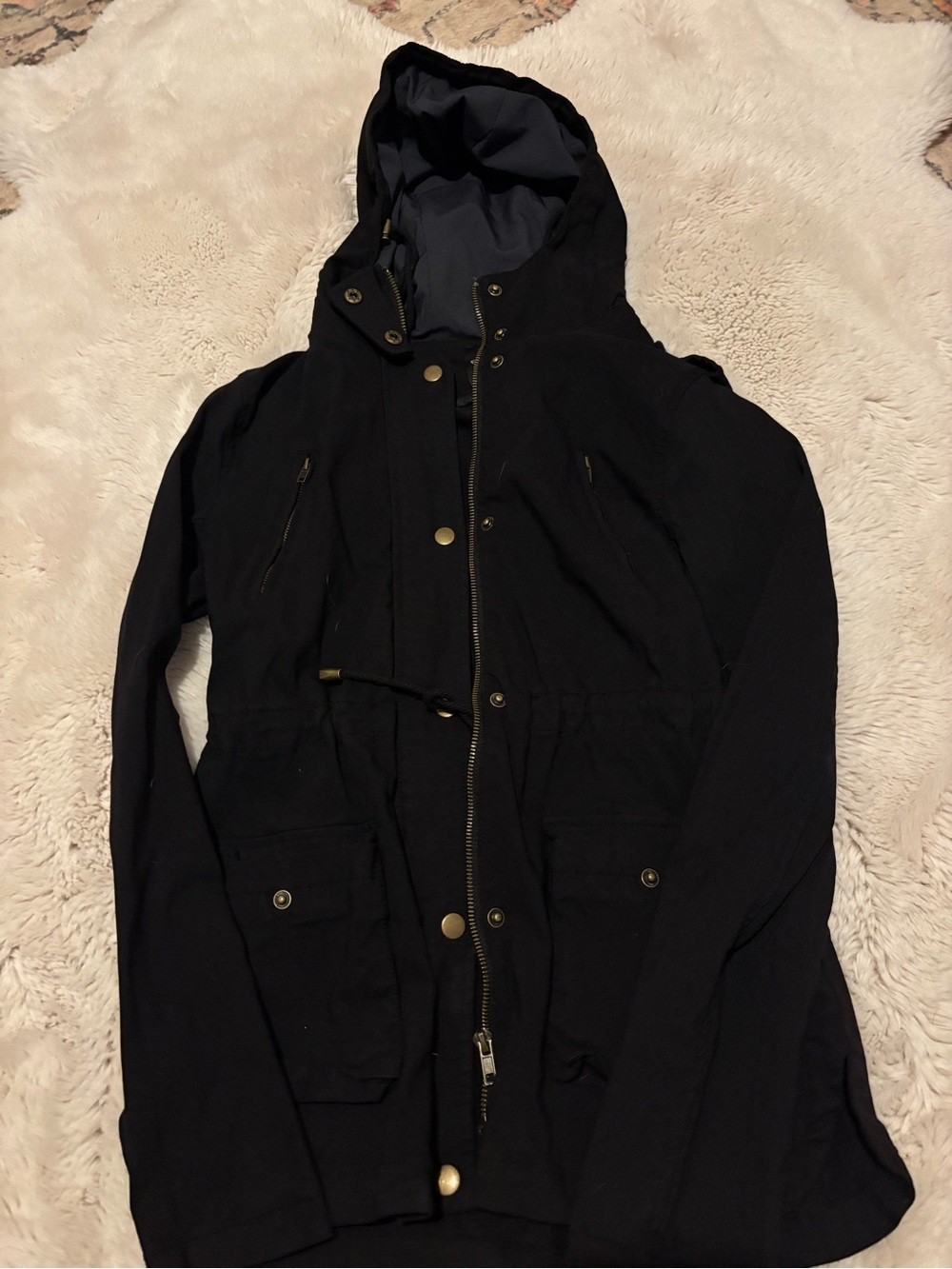 Society Black Hooded Utility Anorak Jacket